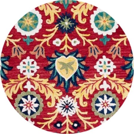 Safavieh 6 x 6 ft. Blossom Traditional Hand Tufted Round Rug; Red & Yellow BLM563D-6R